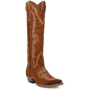 NEW Dan Post Marlowe Suede Tall Western Boots Womens 8.5 Brown Cowgirl Country